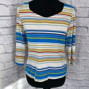 Cynthia max scoopneck long sleeve stripe top sz medium
